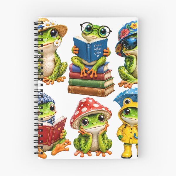 Item preview, Cute Funny Frogs with Hats and Books – Whimsical Frog Lover Design designed and sold by CreativeNest Prints.