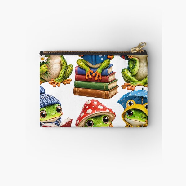 Item preview, Cute Funny Frogs with Hats and Books – Whimsical Frog Lover Design designed and sold by CreativeNest Prints.