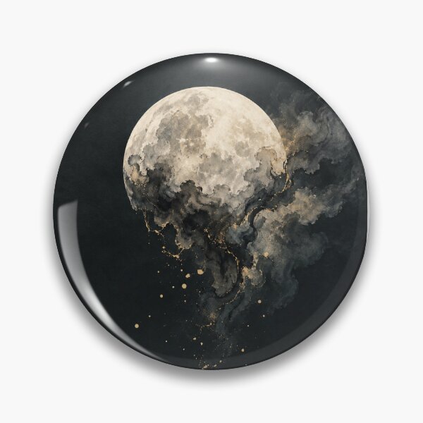 Item preview, Moon Dissolving into Ink – Japanese Sumi-e Moon Wall Art designed and sold by yuryu14yutaka.