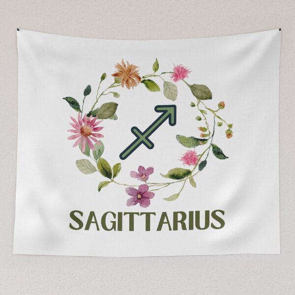 Item preview, Sagittarius Pretty Floral Border designed and sold by Hellofriendco.