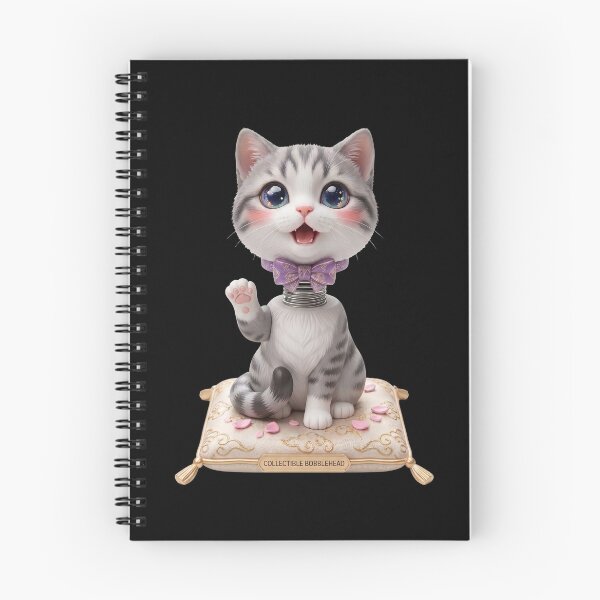 Item preview, Cute Gray & White Bobblehead Cat – Adorable Striped Kitty designed and sold by MoqunaDesign.