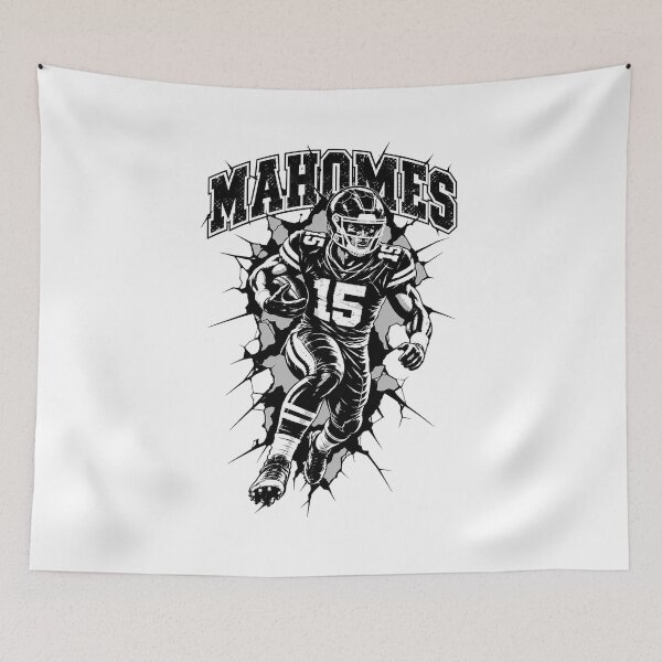 Item preview, Patrick-Mahomes 15 Kansas City Football Breaking Through Wall Graphic designed and sold by YAWO-PAE.