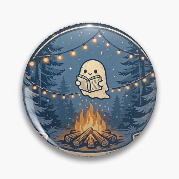 Item preview, Chronically Offline Ghost Story Mode Shirt – Cute Ghost Campfire Badge designed and sold by KERK Art and Design.