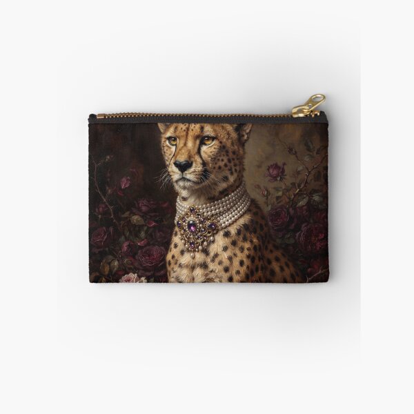 Item preview, Regal Cheetah Portrait with Amethyst Pearl Brooch designed and sold by Real Beast Art.