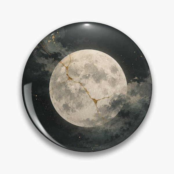 Item preview, Kintsugi Moon – Golden Cracks in the Silent Night designed and sold by yuryu14yutaka.