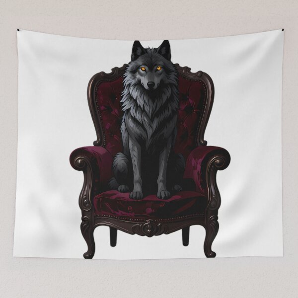 Item preview, Gothic Phantom Timber Wolf Velvet Armchair designed and sold by IllumeInk.