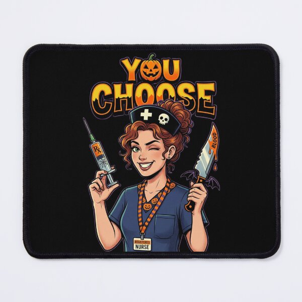 Item preview, Halloween Registered Nurse Funny You Choose Syringe and Bloody Knife Comic Style Nurse Design designed and sold by 519xdesign.
