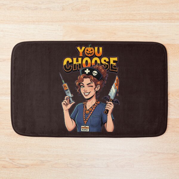 Item preview, Halloween Registered Nurse Funny You Choose Syringe and Bloody Knife Comic Style Nurse Design designed and sold by 519xdesign.
