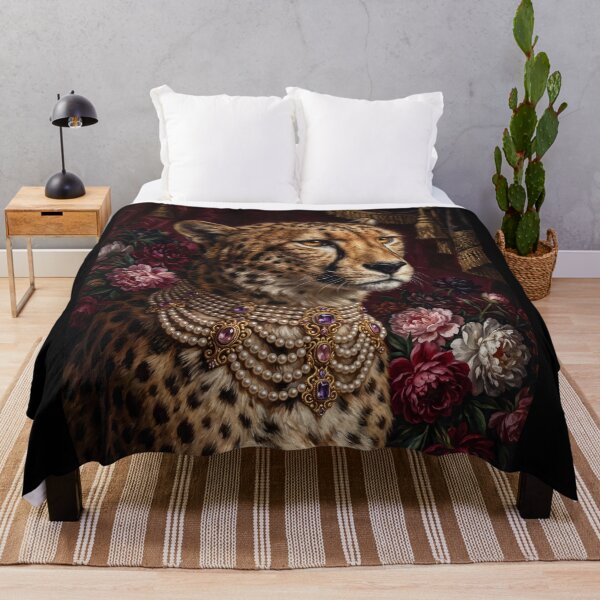 Item preview, Regal Cheetah Portrait with Pearl Jewelry designed and sold by Real Beast Art.