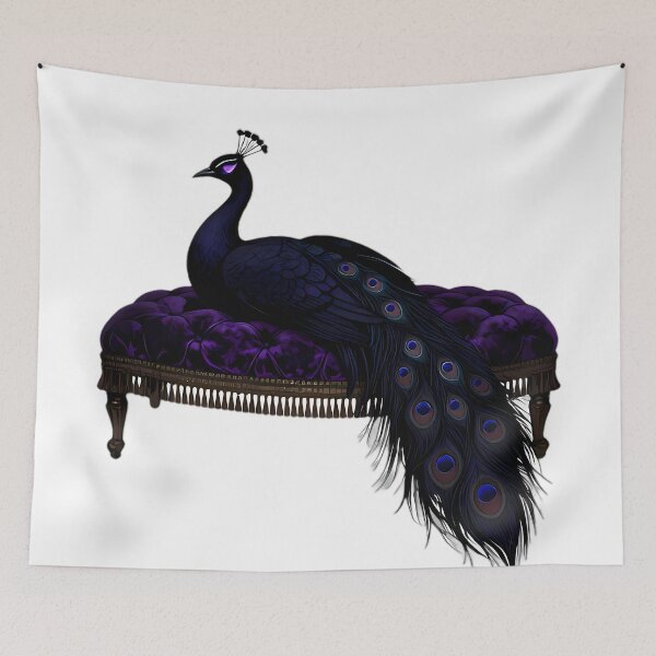 Item preview, Gothic Spectral Peacock Velvet Parlor Cushion designed and sold by IllumeInk.