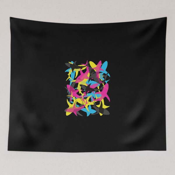 Item preview, CMYK Sharks Graphic Art Print designed and sold by lamercarv.