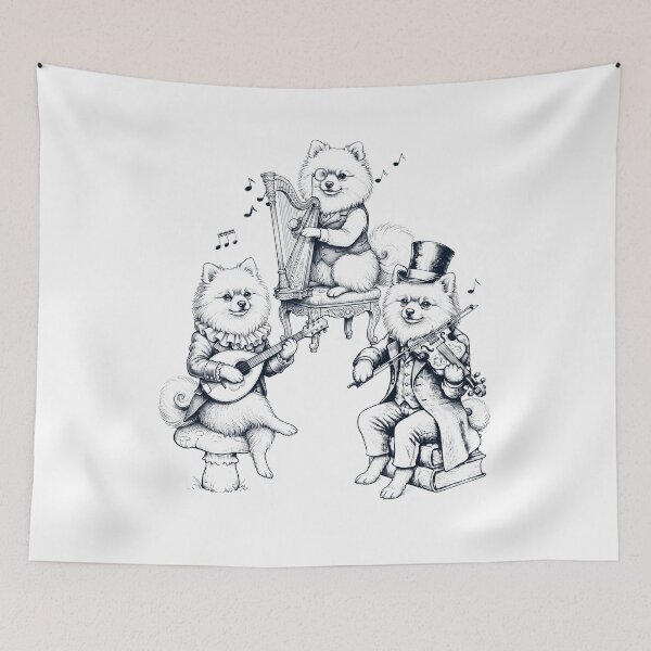 Item preview, Vintage Pomeranian Music Instrument Dog Lover designed and sold by dian-rody-crest.