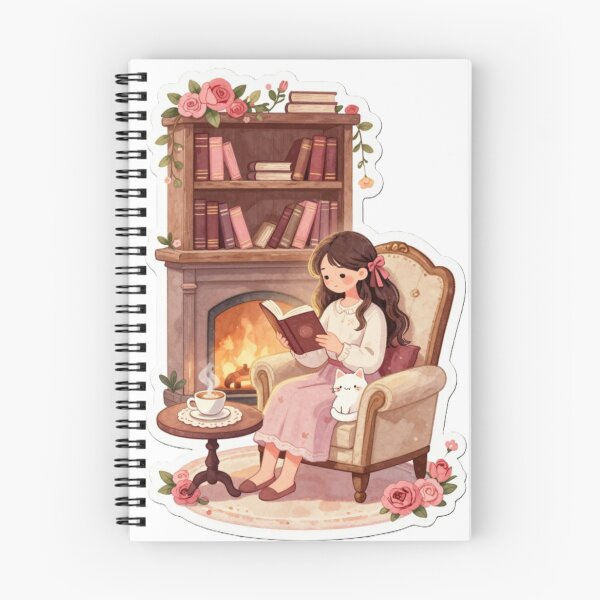 Item preview, Cozy Reader by the Fireplace – Books, Coffee, and Cat designed and sold by RominaArce.
