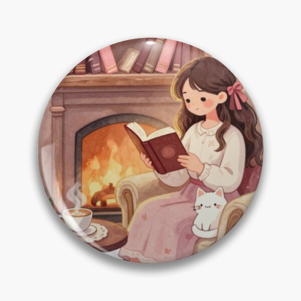 Item preview, Cozy Reader by the Fireplace – Books, Coffee, and Cat designed and sold by RominaArce.