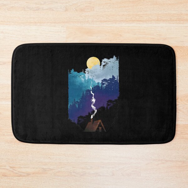 Item preview, Cozy Cabin Moonlit Forest Night designed and sold by lamercarv.