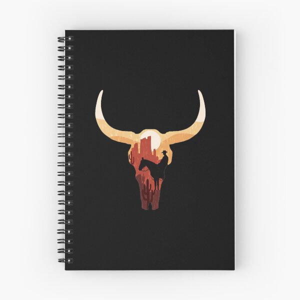 Item preview, Cowboy Silhouette in Bull Skull Desert Sunset Art designed and sold by andrasmar.