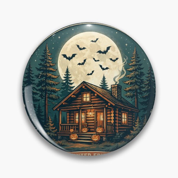 Item preview, Chronically Offline Haunted Edition Shirt – Vintage Halloween Cabin Badge designed and sold by KERK Art and Design.