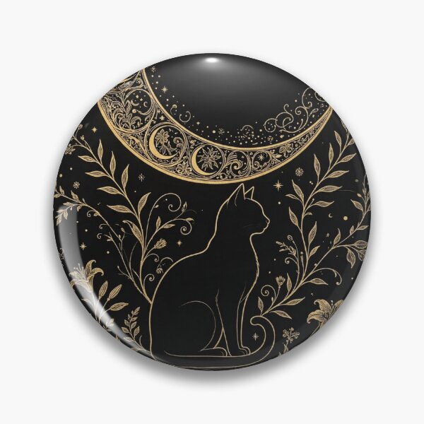 Item preview, Black Cat Society Shirt – Gothic Crescent Moon Cat Tee designed and sold by KERK Art and Design.