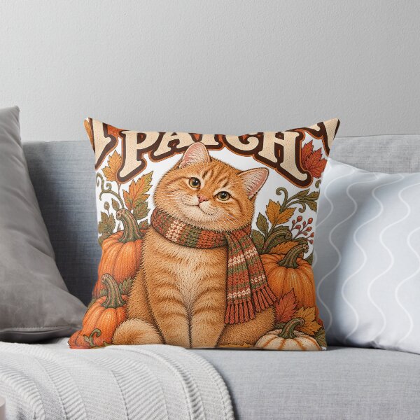 Item preview, Pumpkin Patch Cat – Cozy Vintage Autumn Illustration designed and sold by manszoank.
