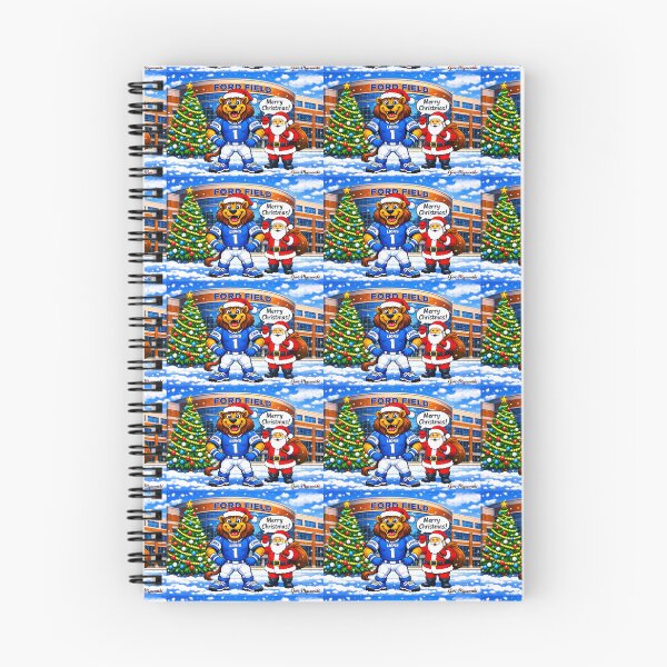 Item preview, Detroit Lions Christmas Magic at Ford Field – Santa & Roary Holiday Cartoon designed and sold by The Art Queen Of Michigan .