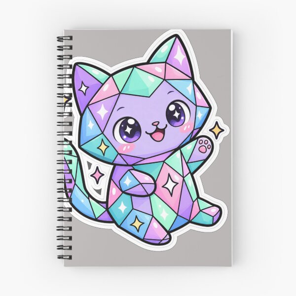 Item preview, Cute Crystal Cat - Kawaii Pastel Diamond Kitten Sticker designed and sold by NovaToons.