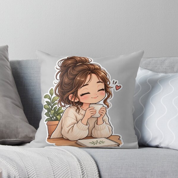 Item preview, Cozy Coffee Girl - Cute Chibi Journaling Sticker designed and sold by NovaToons.