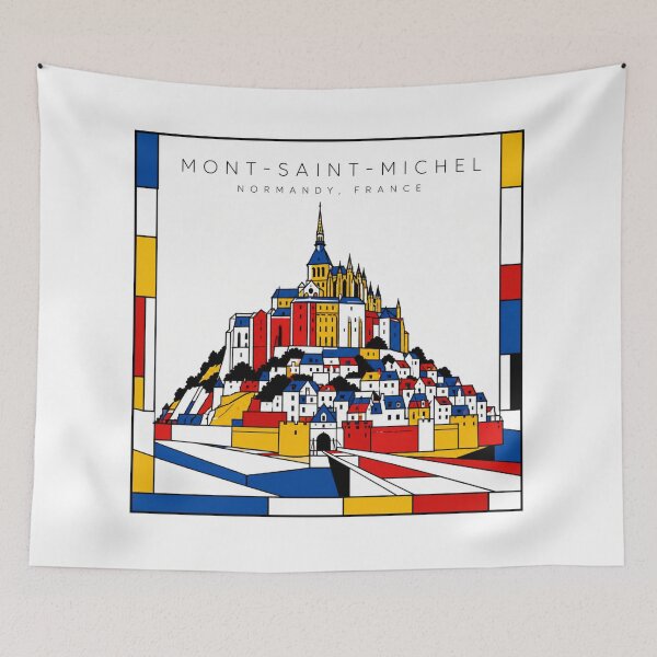 Item preview, Mont-Saint-Michel Abbey Normandy Mondrian Style 3D Poster designed and sold by CMYKStudio.
