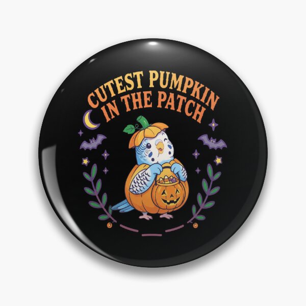 Item preview, Blue Budgie Cute Pumpkin In The Patch Halloween Bird designed and sold by CampfieldliArts.