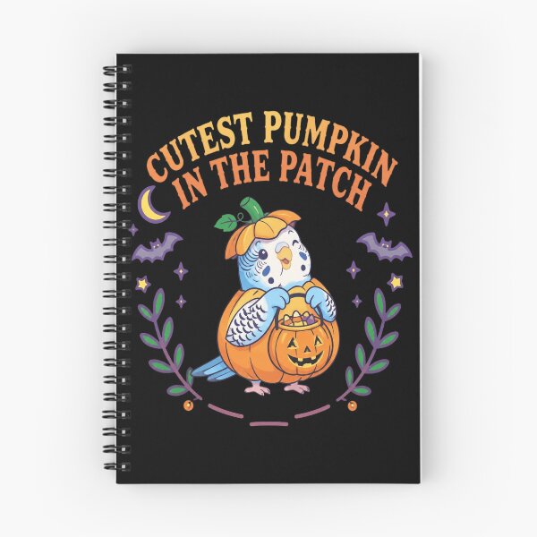 Item preview, Blue Budgie Cute Pumpkin In The Patch Halloween Bird designed and sold by CampfieldliArts.
