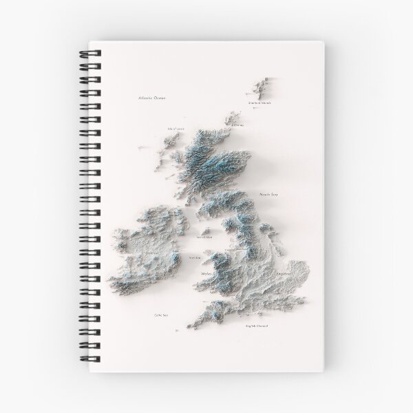 Item preview, Copy of United Kingdom and Ireland Labeled Relief 3D Map digitally-rendered designed and sold by ThinkAboutMaps.