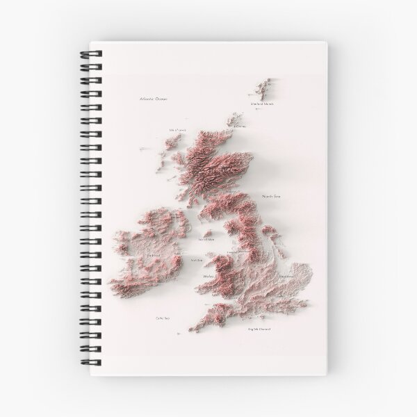 Item preview, Copy of United Kingdom and Ireland Labeled Relief 3D Map digitally-rendered designed and sold by ThinkAboutMaps.
