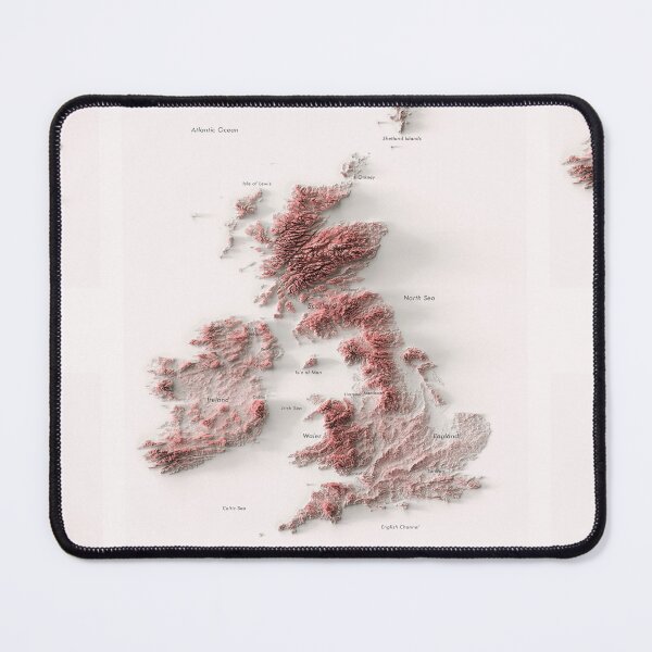 Item preview, Copy of United Kingdom and Ireland Labeled Relief 3D Map digitally-rendered designed and sold by ThinkAboutMaps.