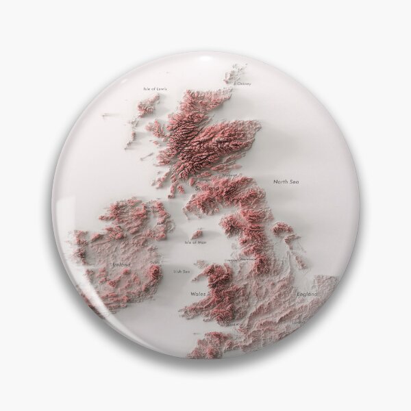 Item preview, Copy of United Kingdom and Ireland Labeled Relief 3D Map digitally-rendered designed and sold by ThinkAboutMaps.