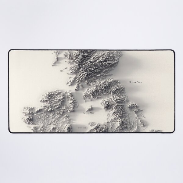Item preview, United Kingdom and Ireland Labeled Relief 3D Map digitally-rendered designed and sold by ThinkAboutMaps.