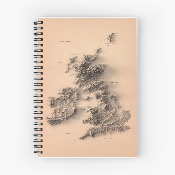 Item preview, British Isles and Ireland Labeled Relief 3D Map digitally-rendered designed and sold by ThinkAboutMaps.