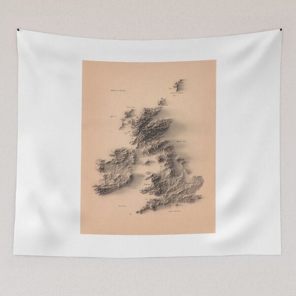 Item preview, British Isles and Ireland Labeled Relief 3D Map digitally-rendered designed and sold by ThinkAboutMaps.