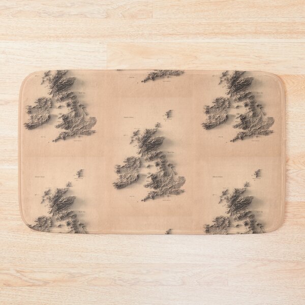 Item preview, British Isles and Ireland Labeled Relief 3D Map digitally-rendered designed and sold by ThinkAboutMaps.