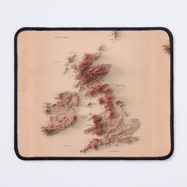Item preview, British Isles and Ireland Labeled Relief 3D Map digitally-rendered designed and sold by ThinkAboutMaps.