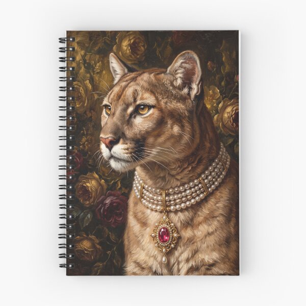 Item preview, Regal Cougar Portrait with Ruby Pearl Medallion designed and sold by Real Beast Art.