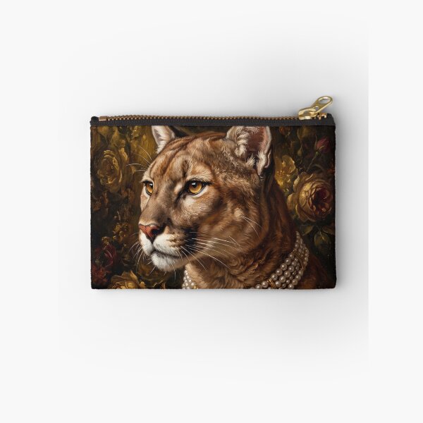 Item preview, Regal Cougar Portrait with Ruby Pearl Medallion designed and sold by Real Beast Art.