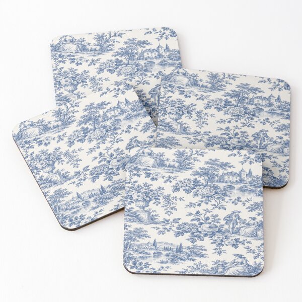 Item preview, Toile de Jouy Fleurie Pattern in Blue designed and sold by jjagani.
