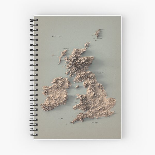 Item preview, British Islands and Ireland Labeled Relief 3D Map digitally-rendered designed and sold by ThinkAboutMaps.