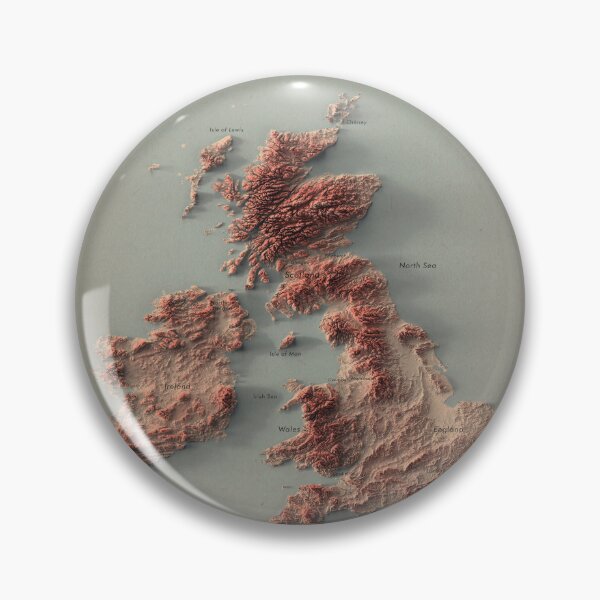 Item preview, British Islands and Ireland Labeled Relief 3D Map digitally-rendered designed and sold by ThinkAboutMaps.