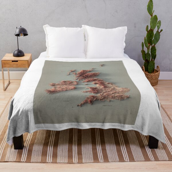 Item preview, British Islands and Ireland Labeled Relief 3D Map digitally-rendered designed and sold by ThinkAboutMaps.