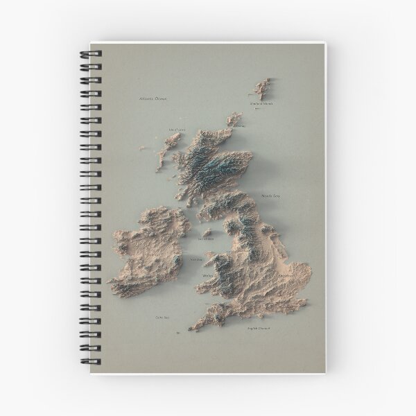 Item preview, British Islands and Ireland Labeled Relief 3D Map digitally-rendered designed and sold by ThinkAboutMaps.
