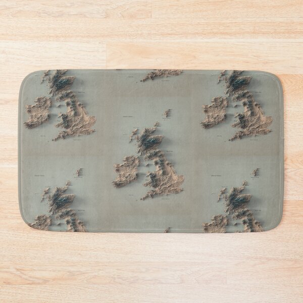 Item preview, British Islands and Ireland Labeled Relief 3D Map digitally-rendered designed and sold by ThinkAboutMaps.