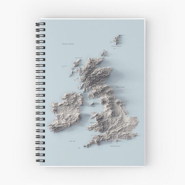 Item preview, UK and Ireland Labeled Relief 3D Map digitally-rendered designed and sold by ThinkAboutMaps.