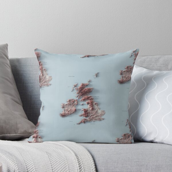 Item preview, UK and Ireland Labeled Relief 3D Map digitally-rendered designed and sold by ThinkAboutMaps.