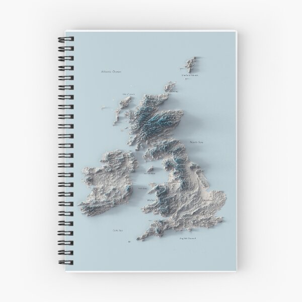 Item preview, UK and Ireland Labeled Relief 3D Map digitally-rendered designed and sold by ThinkAboutMaps.
