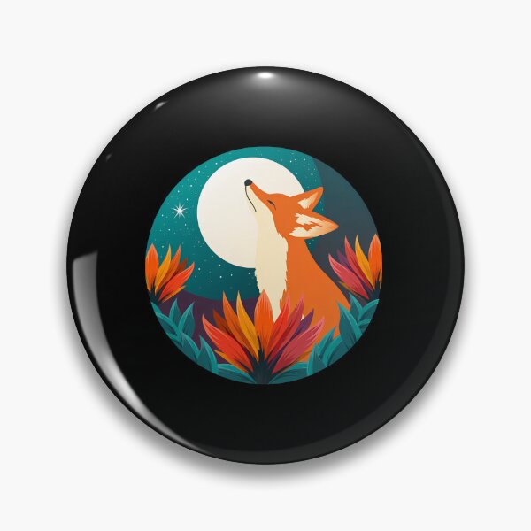 Item preview, Fox Howling at Moon Night Nature Circle Graphic designed and sold by lamercarv.